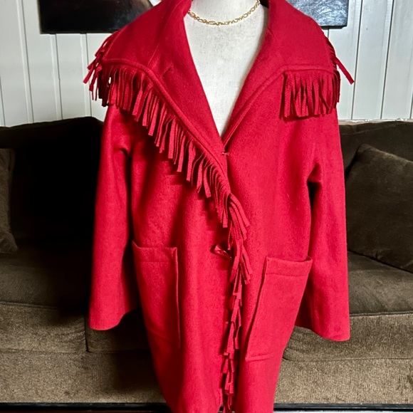 Accents On Outwear • X-Large • Vintage • USA (Union Made) • Wool/ Fringe/ Coat - Picture 6 of 12